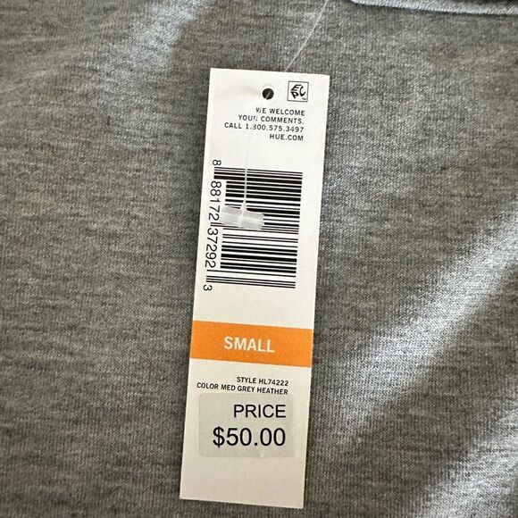 NWT HUE- Women’s Gray Long Sleeve Lounge Tee Top with Graphic Sleeve - Size S - Picture 5 of 5